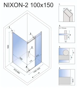 Душова кабіна REA NIXON 100х150 P CHROME №7