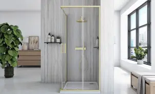 Душова кабіна REA CITY 90х90 BRUSHED GOLD №4