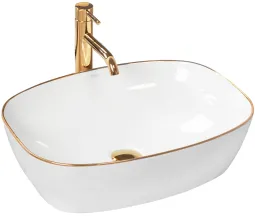Умивальник (раковина) REA SOL WHITE GOLD EDGE накладний *