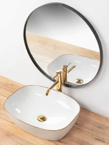 Умивальник (раковина) REA SOL WHITE GOLD EDGE накладний * №2