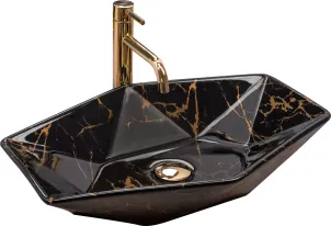Умивальник (раковина) REA VEGAS BLACK MARBLE SHINY накладний чорний №1