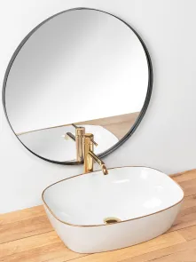 Умивальник (раковина) REA SOL WHITE GOLD EDGE накладний * №3
