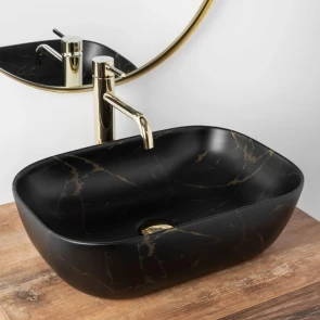 Умивальник (раковина) REA BELINDA BLACK MARBLE MATТ накладний №2