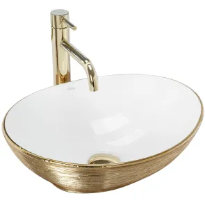 Умивальник (раковина) REA SOFIA BRUSHED GOLD WHITE накладний * №1