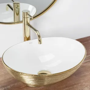 Умивальник (раковина) REA SOFIA BRUSHED GOLD WHITE накладний * №2