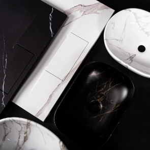 Умивальник (раковина) REA BELINDA BLACK MARBLE MATТ накладний №5