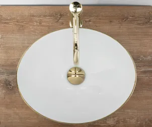 Умивальник (раковина) REA SOFIA BRUSHED GOLD WHITE накладний * №4