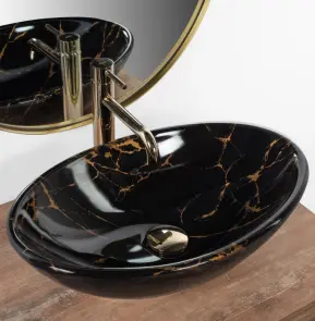 Умивальник (раковина) REA PAMELA BLACK MARBLE SHINY накладний №2