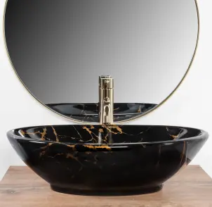 Умивальник (раковина) REA PAMELA BLACK MARBLE SHINY накладний №3