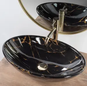 Умивальник (раковина) REA PAMELA BLACK MARBLE SHINY накладний №4