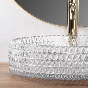 Умивальник (раковина) REA CRISTAL 39 TRANSPARENT накладний №3