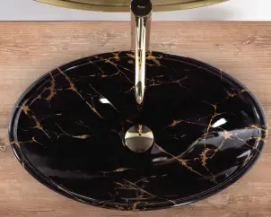 Умивальник (раковина) REA PAMELA BLACK MARBLE SHINY накладний №5