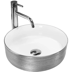Умивальник (раковина) REA SAMI BRUSHED SILVER WHITE накладний №1