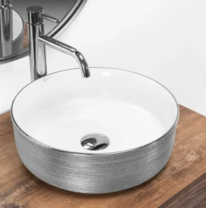 Умивальник (раковина) REA SAMI BRUSHED SILVER WHITE накладний №2