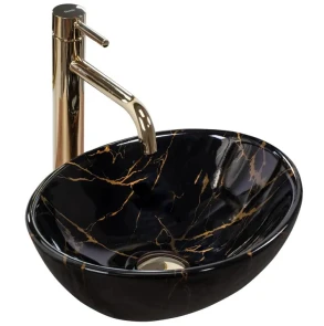 Умивальник (раковина) REA SOFIA MINI BLACK MARBLE SHINY накладний №1