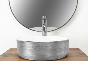 Умивальник (раковина) REA SAMI BRUSHED SILVER WHITE накладний №3
