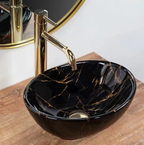 Умивальник (раковина) REA SOFIA MINI BLACK MARBLE SHINY накладний №2