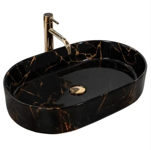 Умивальник (раковина) REA NADIA BLACK MARBLE SHINY накладний №1