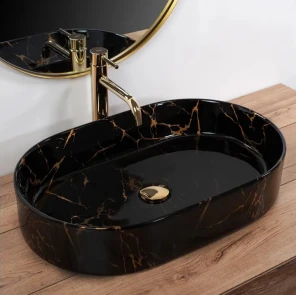 Умивальник (раковина) REA NADIA BLACK MARBLE SHINY накладний №2