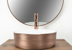 Умывальник (раковина) REA SAMI ROSE BRUSHED GOLD WHITE накладной №3