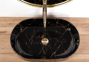 Умивальник (раковина) REA NADIA BLACK MARBLE SHINY накладний №3