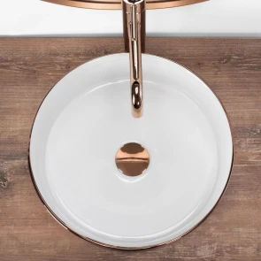 Умывальник (раковина) REA SAMI ROSE BRUSHED GOLD WHITE накладной №4