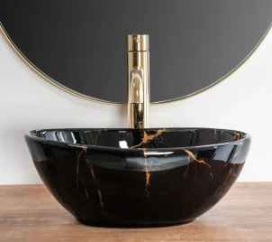 Умивальник (раковина) REA SOFIA MINI BLACK MARBLE SHINY накладний №5