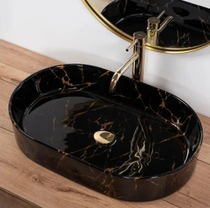Умивальник (раковина) REA NADIA BLACK MARBLE SHINY накладний №4