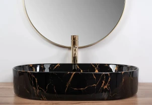 Умивальник (раковина) REA NADIA BLACK MARBLE SHINY накладний №5