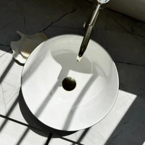Умивальник (раковина) REA STELLA BRUSHED GOLD WHITE накладний №4