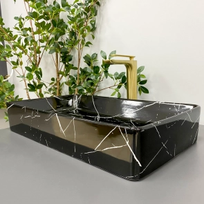 Умывальник (раковина) VBI TRIEST BLACK MARMO GLOSSY накладной №3