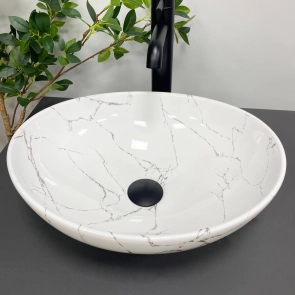 Умивальник (раковина) VBI PARMA WHITE STONE GLOSSY накладний №1