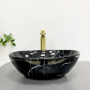 Умывальник (раковина) VBI PARMA BLACK STONE GLOSSY накладной №2