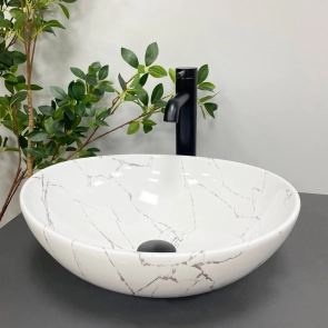 Умивальник (раковина) VBI PARMA WHITE STONE GLOSSY накладний №3