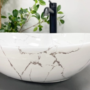 Умивальник (раковина) VBI PARMA WHITE STONE GLOSSY накладний №5