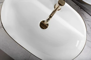 Умивальник (раковина) REA AURA 61 BRUSHED GOLD WHITE накладний №4