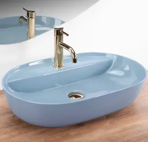 Умивальник (раковина) REA AURA 61 BLUE SHINY накладний №2
