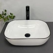 Умивальник (раковина) VBI RAVENNA WHITE BLACK EDGE накладний