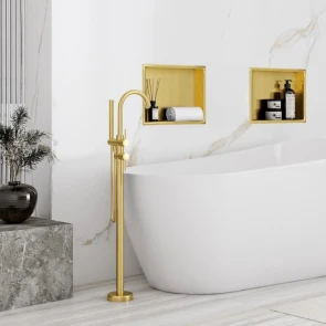 Встраиваемая полка REA 30X30 BRUSHED GOLD с ободком №2