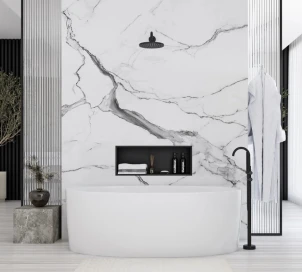 Встраиваемая полка REA 30X60 BLACK MATT с ободком №5