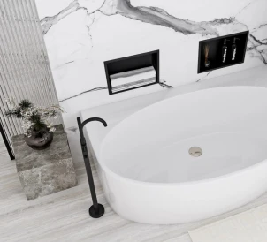 Вбудована полиця REA 30X30 BLACK MATT з обідком №4