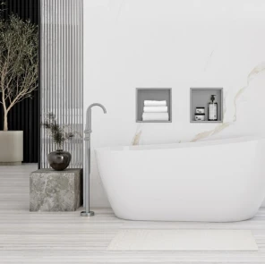 Вбудована полиця REA 30X30 NICKEL BRUSHED з обідком №4