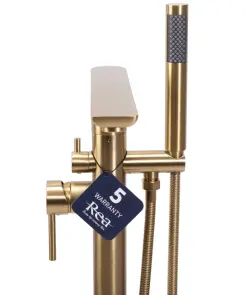 Смеситель для ванны REA FLORES BRUSHED GOLD напольный №3