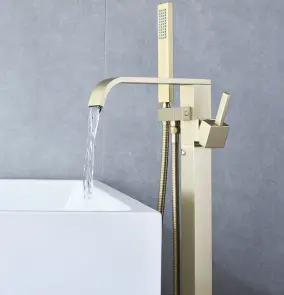 Смеситель для ванны REA CARAT BRUSHED GOLD золотой матовый напольный №3