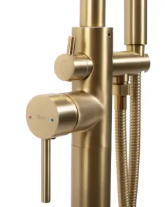 Смеситель для ванны REA ARAS BRUSHED GOLD напольный №2