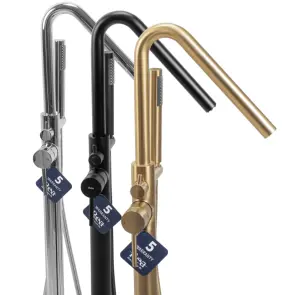 Смеситель для ванны REA ARAS BRUSHED GOLD напольный №4