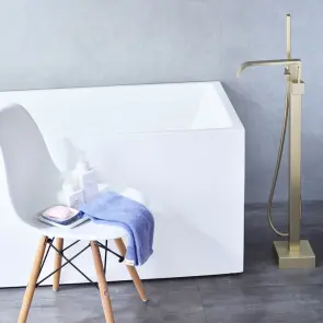Смеситель для ванны REA CARAT BRUSHED GOLD золотой матовый напольный №14