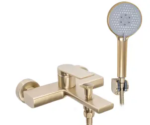Змішувач для ванни та душу REA VERSO BRUSHED GOLD настінний з виливом №2