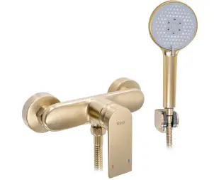Смеситель для ванны и душа REA VERSO BRUSHED GOLD настенный без излива №1
