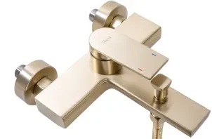Змішувач для ванни та душу REA VERSO BRUSHED GOLD настінний з виливом №8